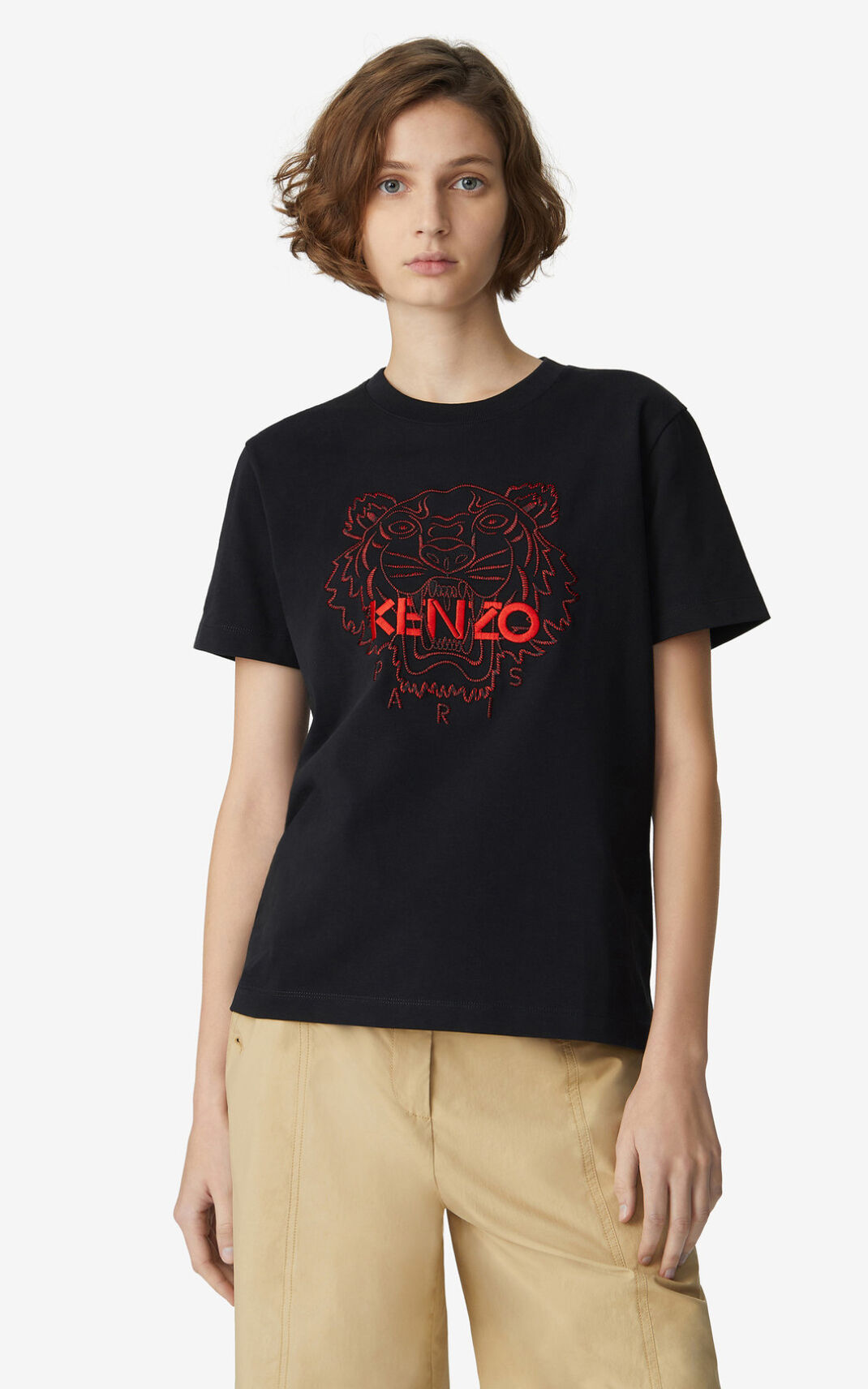 Camisetas Kenzo Tiger loose fitting Mujer Negras CST028647